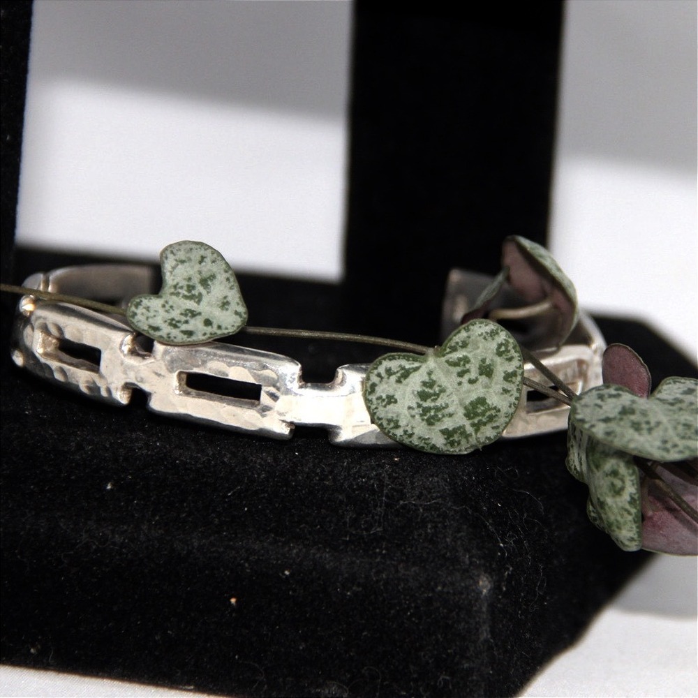 BRUTALIST Sterling Silver 925 Hammered Geometric Open Link Cuff Bracelet 8 Inch
